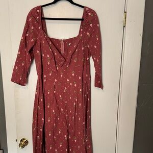 Unique Vintage Pink Square Neck Sundress